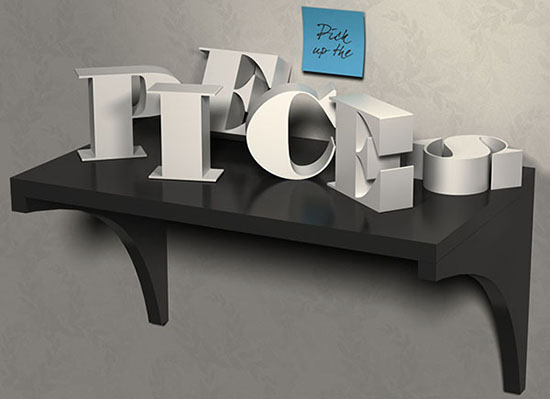 3D Letters on a Shelf Text Effect